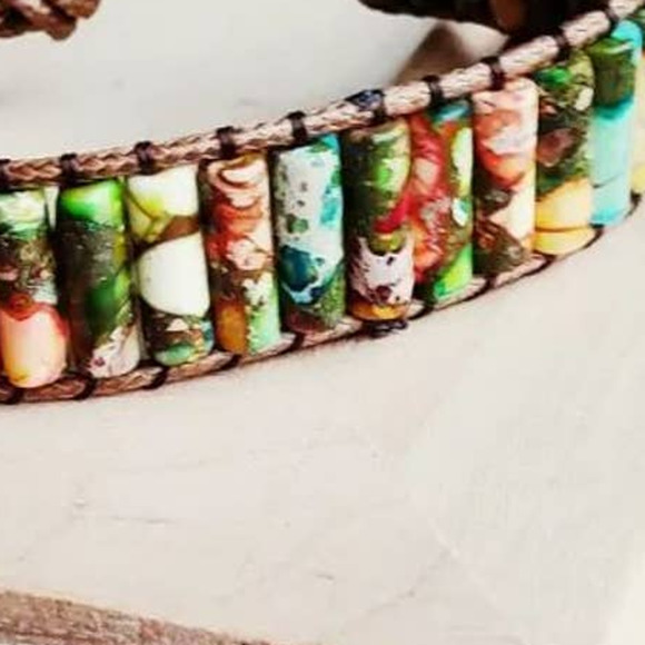 Multicolor Woven Regalite Stacked Stone Bracelet - Picture 3 of 3